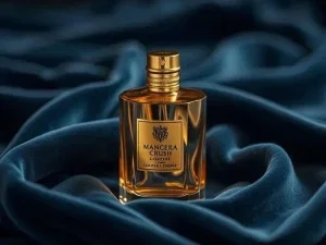 Mancera Instant Crush gold bottle on velvet cloth – luxury niche perfume